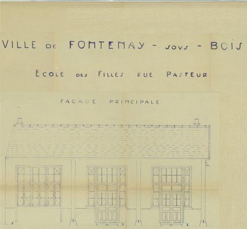 Plan de la façade de l' école des filles à Pasteur, 1939