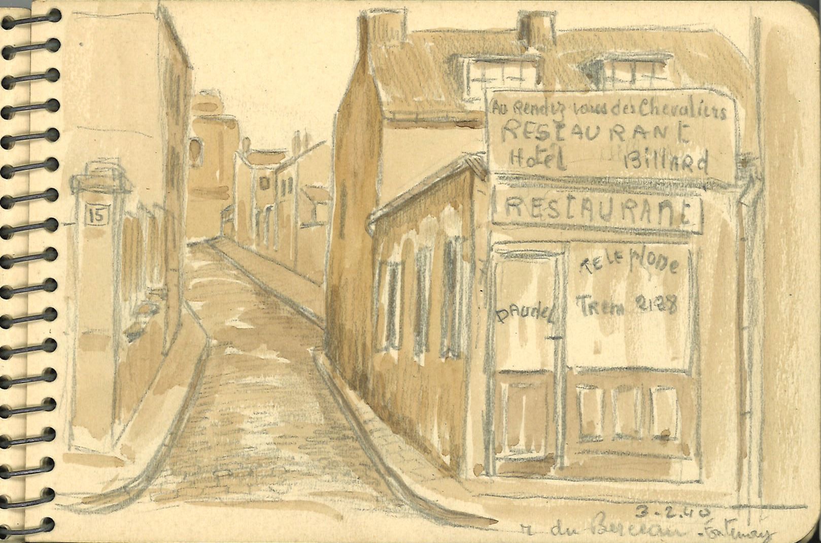 croquis de la rue du Berceau, 1940