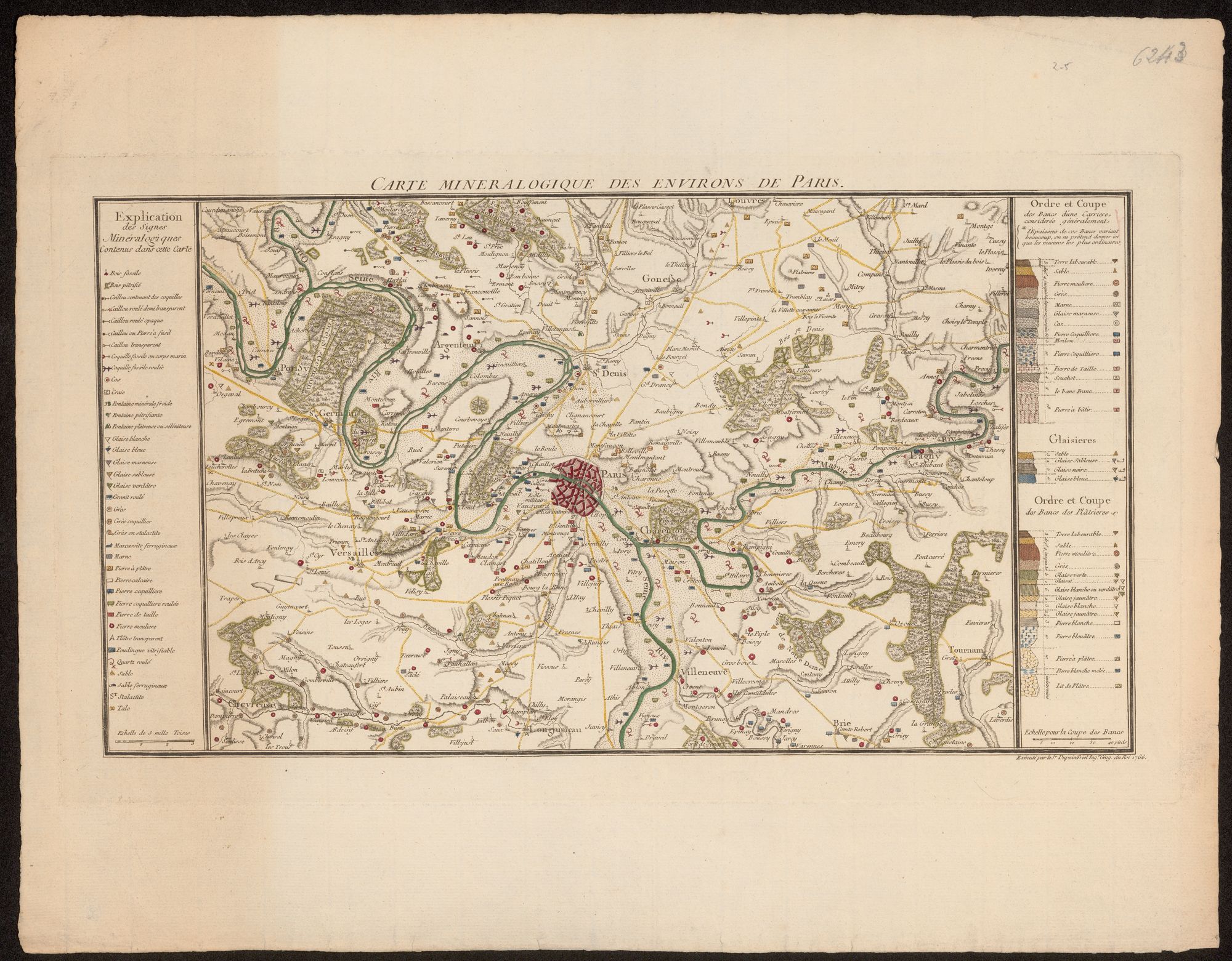 Carte minéralogique des environs de Paris, 1766