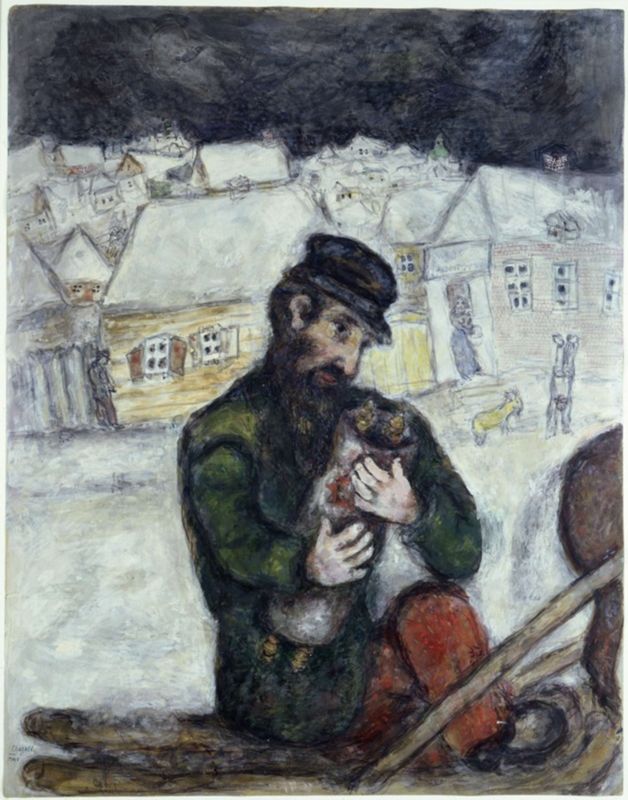 Villageois tenant la Torah de Marc Chagall