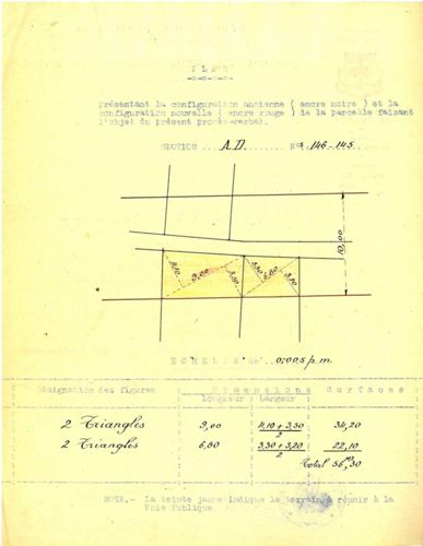Procès-verbal de délimitation, alignement de la rue Beaumarchais, 1953.