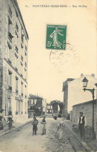 Carte postale de la rue Mallier, 1911 