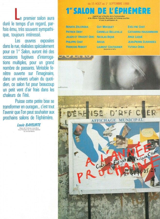 1er Salon de l' Ephémère, 1988