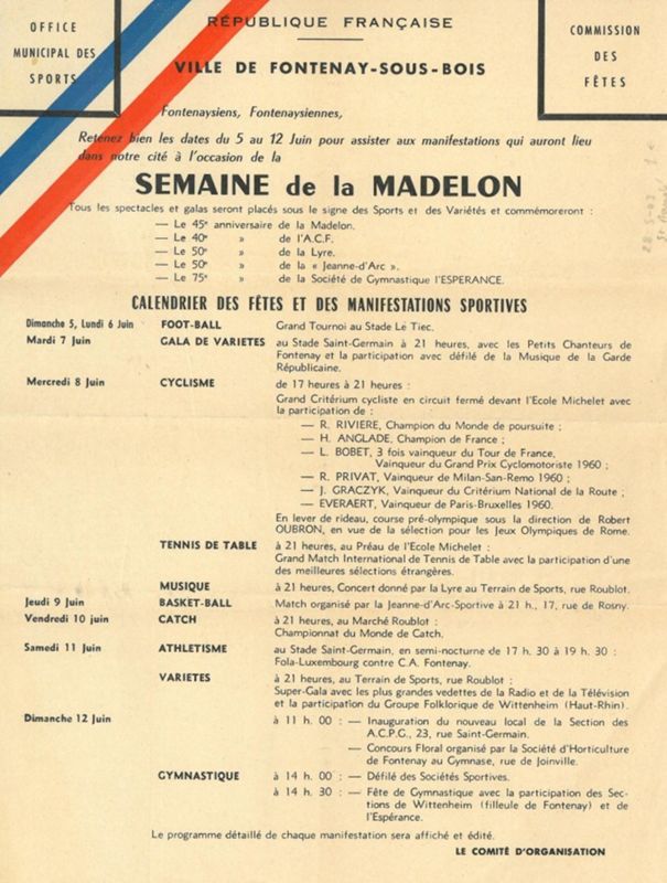 Semaine de la fête de la  Madelon 1960.