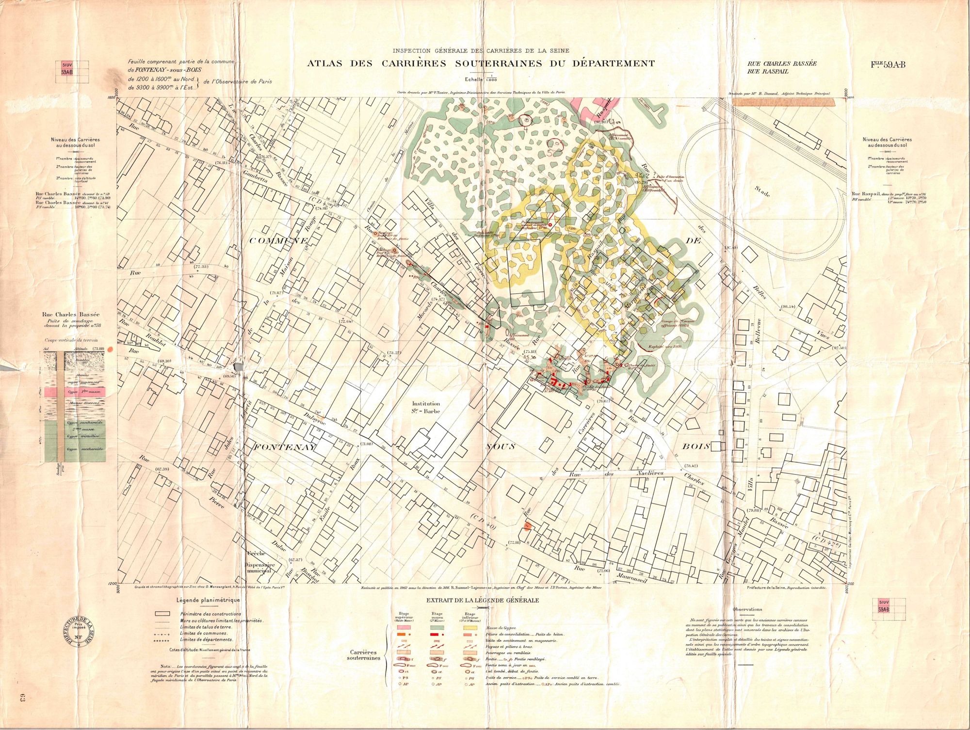 Atlas des carrières - rue Charles-Bassée et rue Raspail 1962