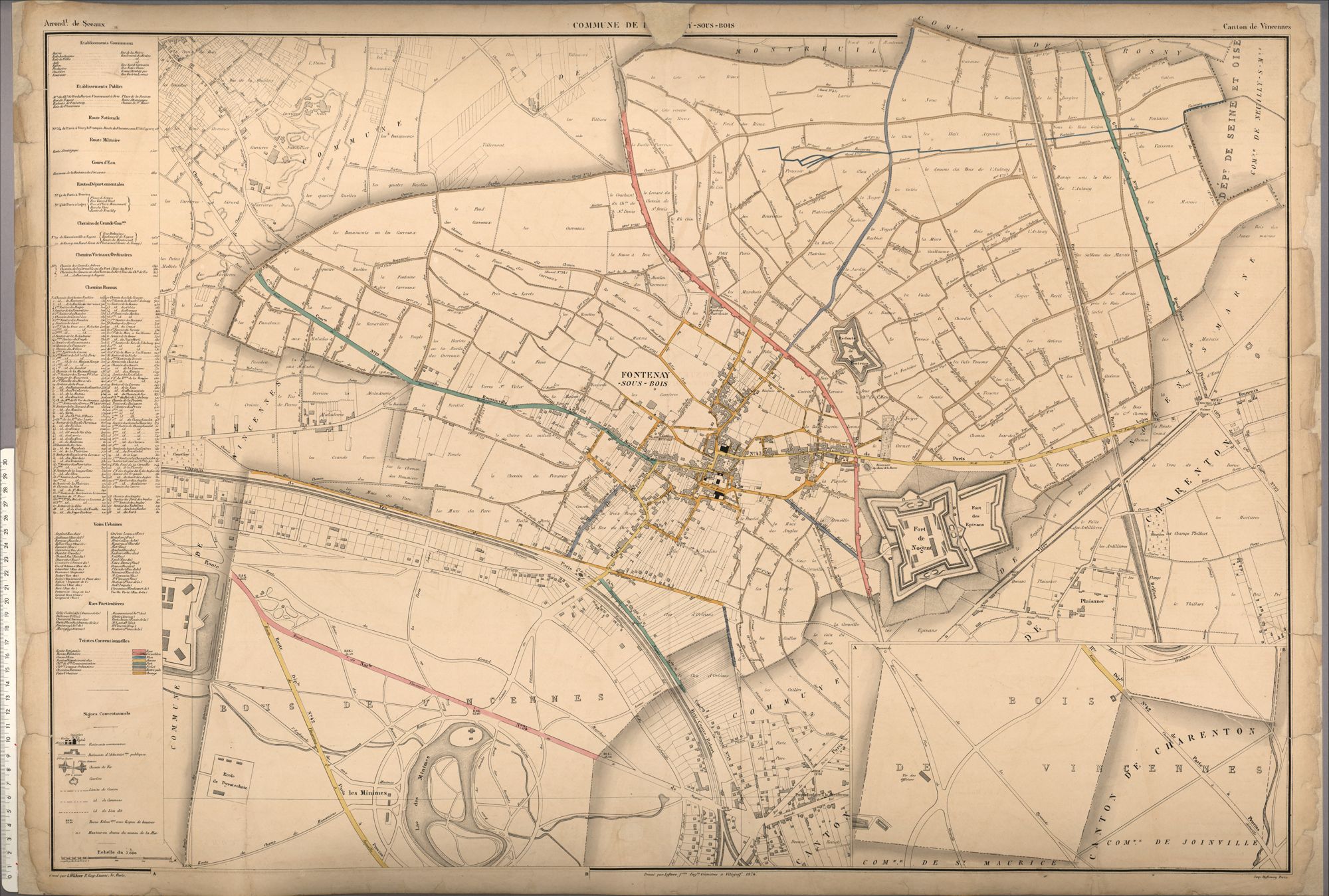 Plan du canton de Vincennes, 1874