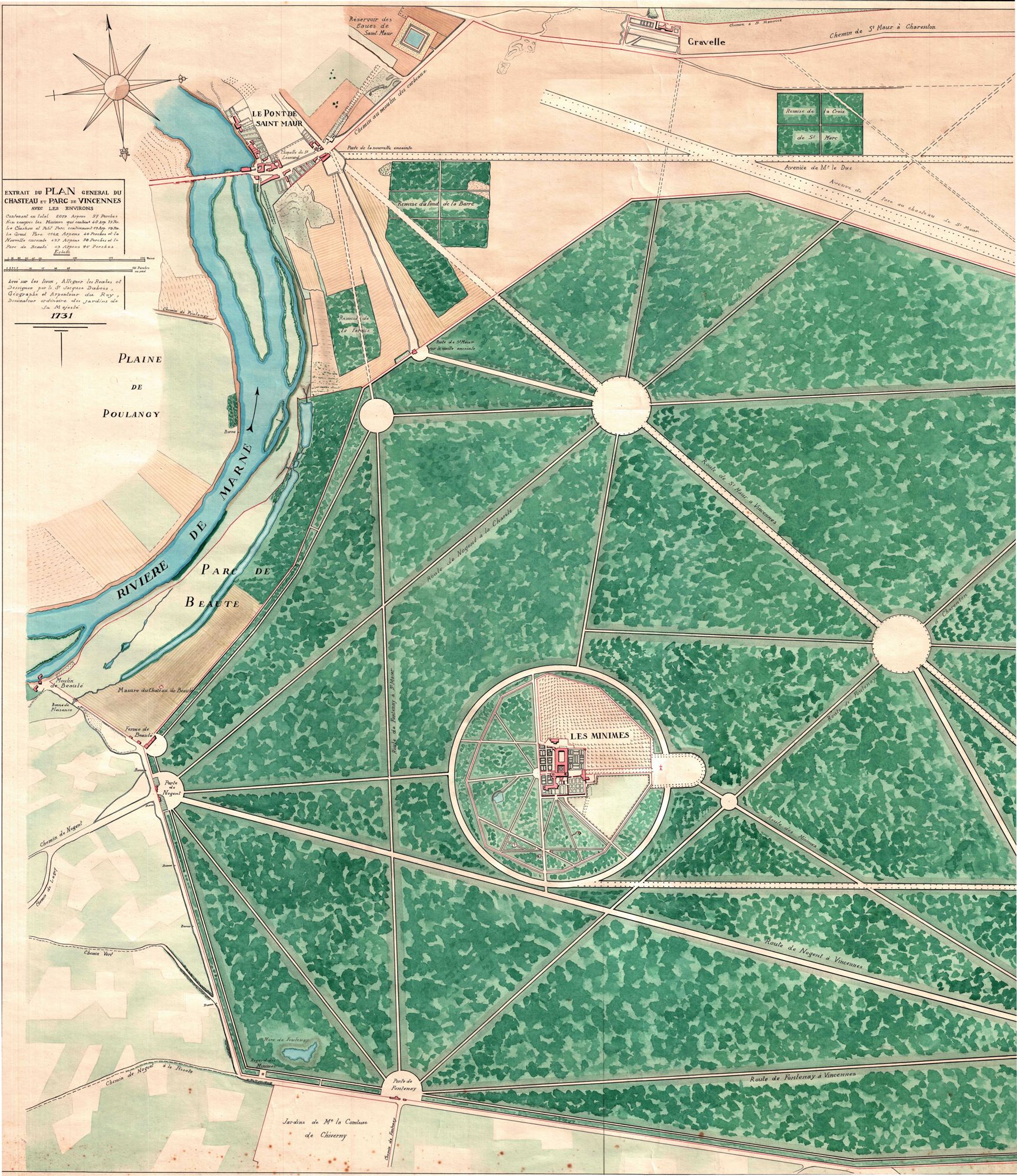 Extrait du plan général du Bois de Vincennes en 1731