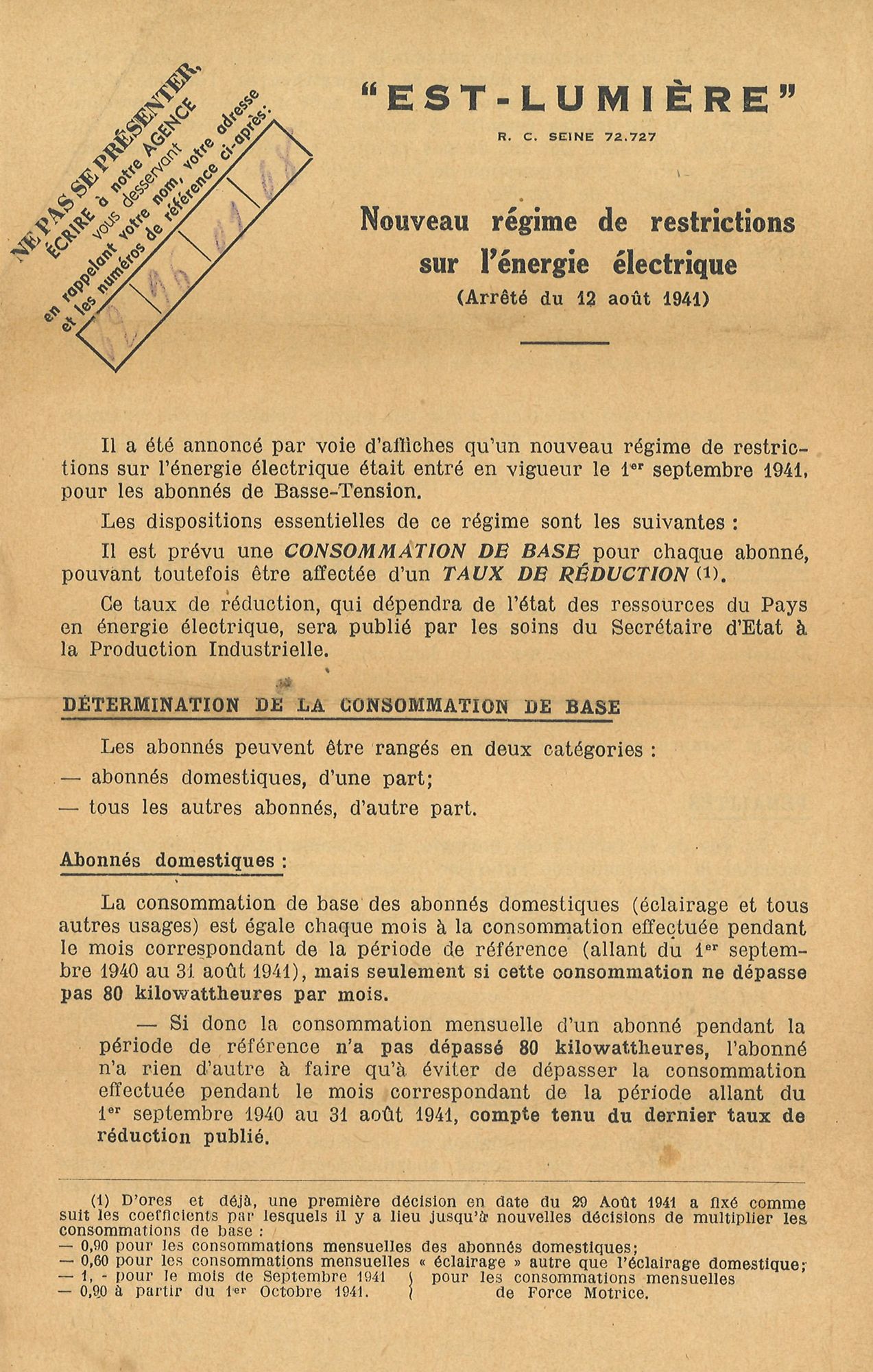 Régime de restriction sur l'électricité 