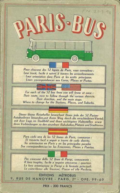 Plan des transport parisiens années 1950