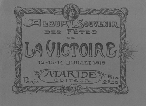 Couverture de l'album souvenir des fêtes de la Victoire 12-13-14 juillet 1919