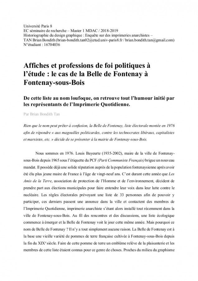 La Belle de Fontenay