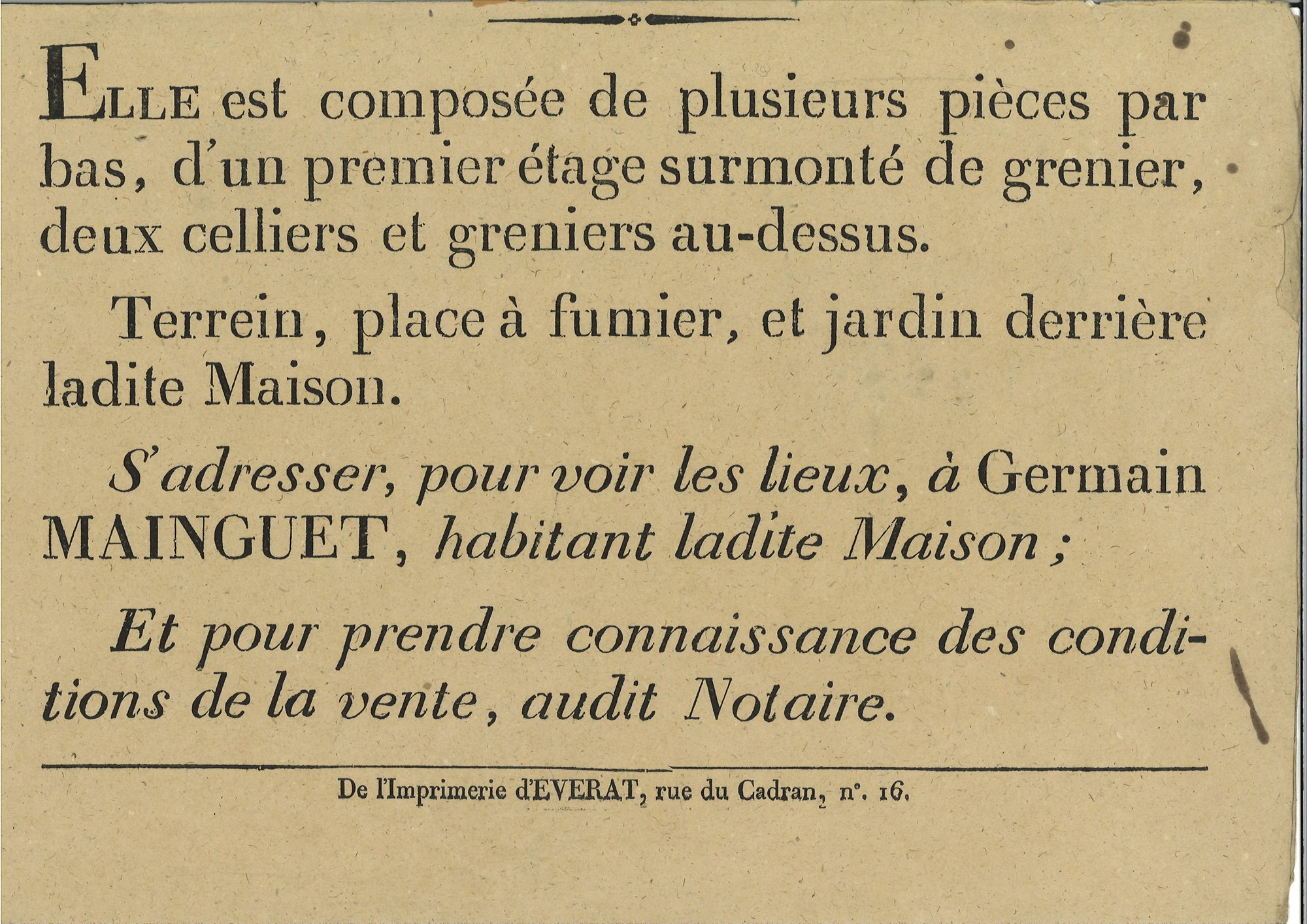 Vente aux enchères d'une maison rue Mauconseil