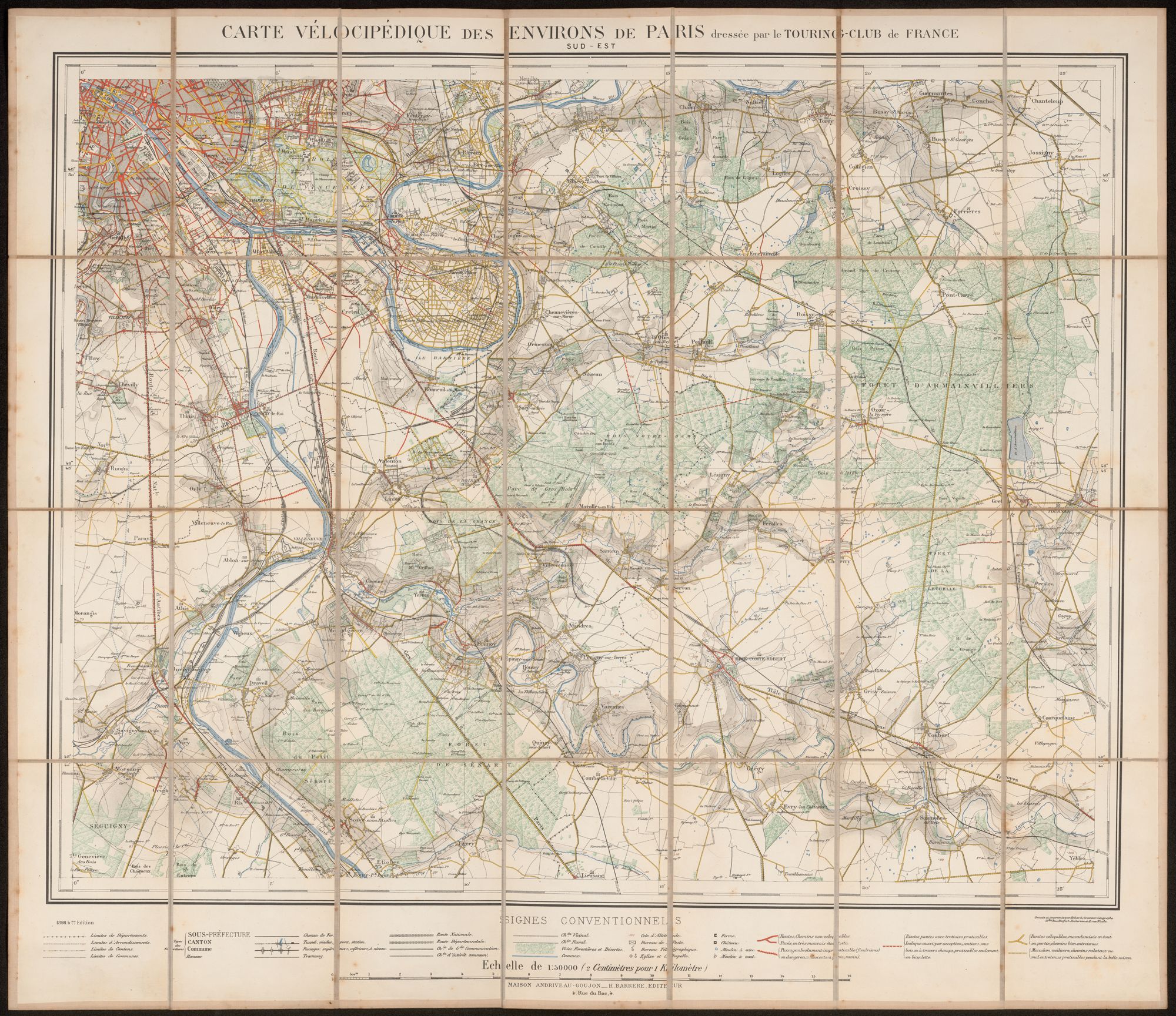 Carte vélocipédique des environs de Paris : sud-est