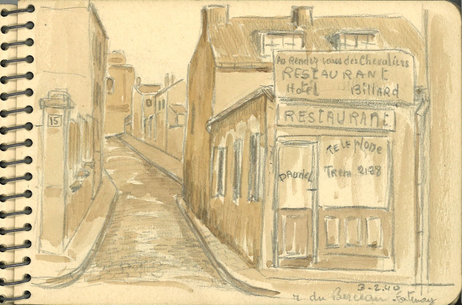 croquis de la rue du Berceau, 1940
