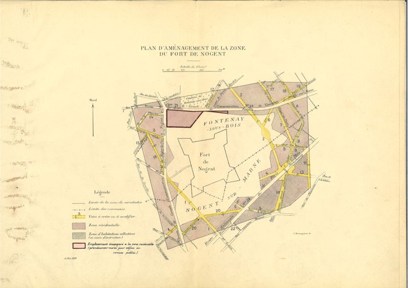 Plan d'aménagement de la zone du fort de Nogent, 1930