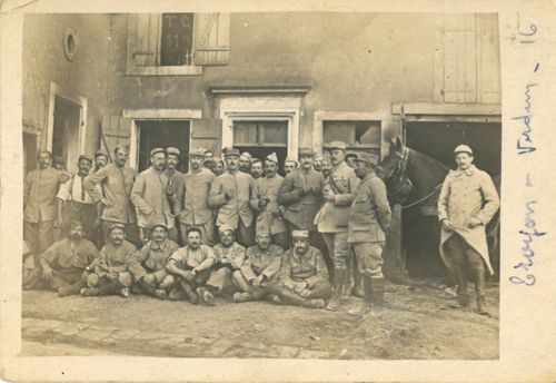Jules Vézard et ses compagnons du  119ème Régiment d' Infanterie à Troyon en 1916.