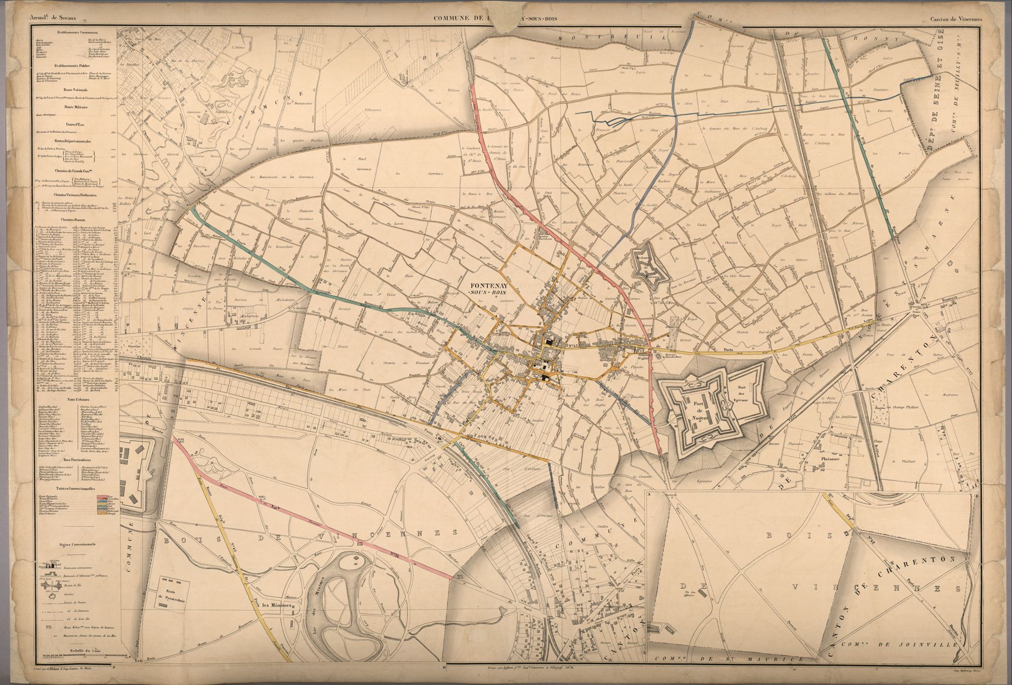 Plan de Fontenay-sous-Bois, 1874
