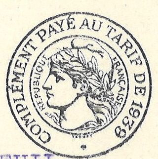 Complément payé au tarif postal de 1939