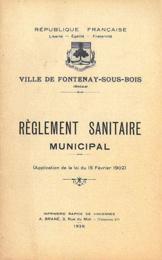 Règlement sanitaire municipal, daté du 11 octobre 1927