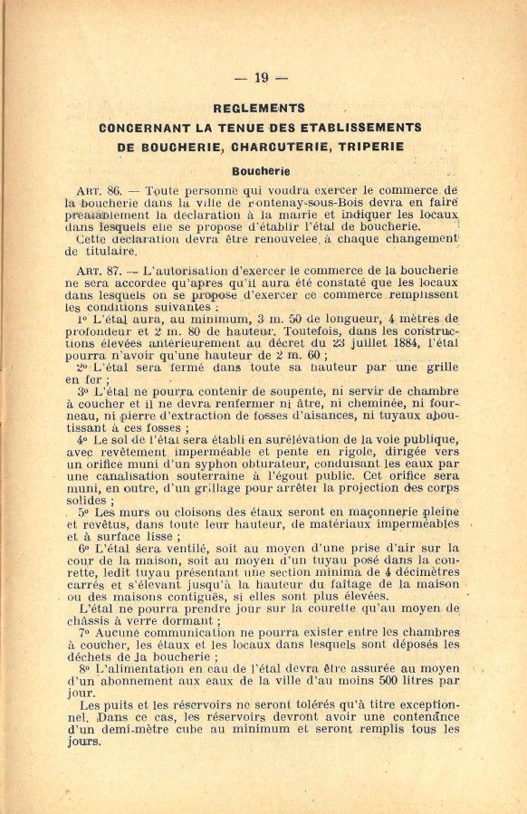 Règlement sanitaire municipal, daté du 11 octobre 1927