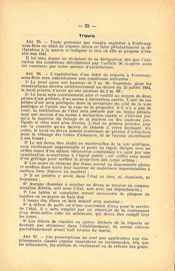 Règlement sanitaire municipal, daté du 11 octobre 1927