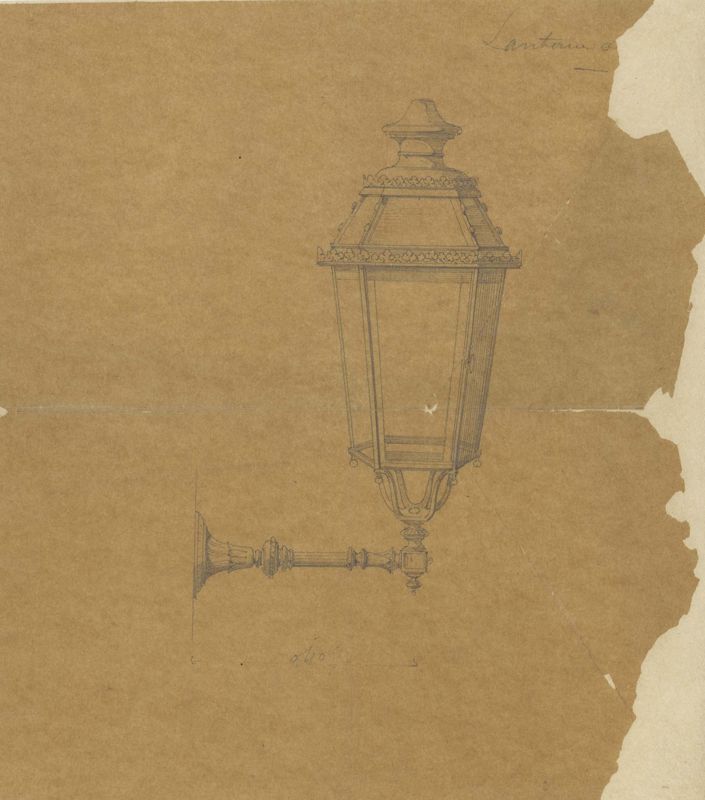 Dessin de lanterne d' A. Roussel de 1884 et restauré en 2020. 
