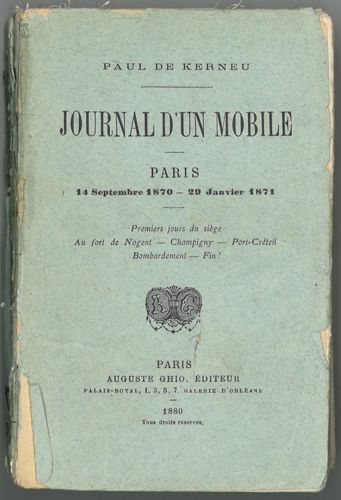 Journal d'un mobile, Paul de Kerneu, Paris, 1880.