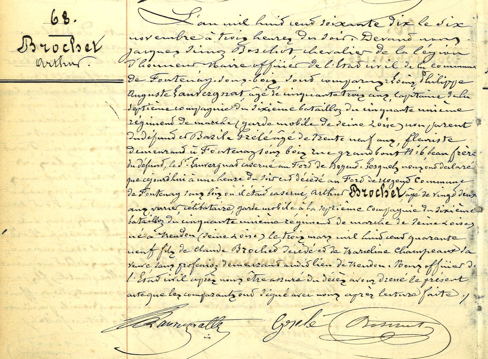 Acte de décès d' A. Brochet.