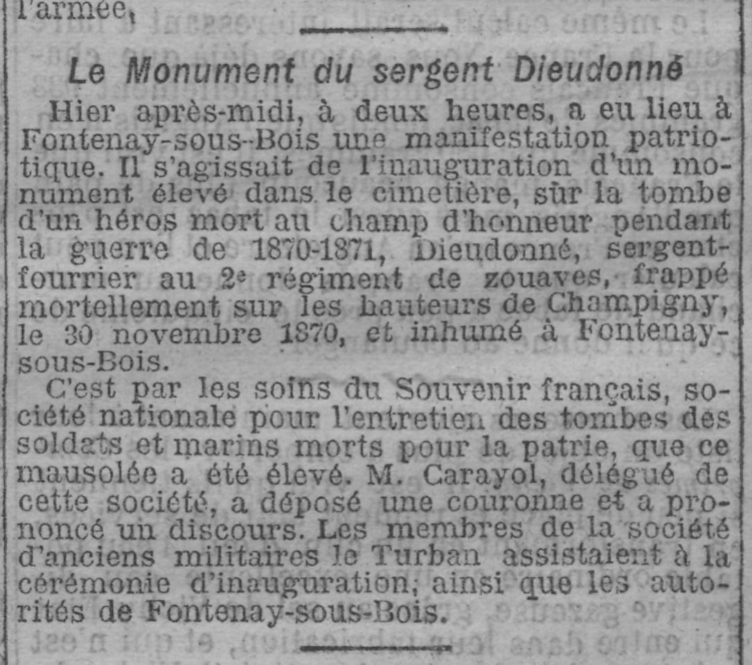 Article du journal Le Radical, 1897.