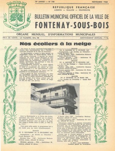 Bulletin Municipal Officiel (BMO) de novembre 1968