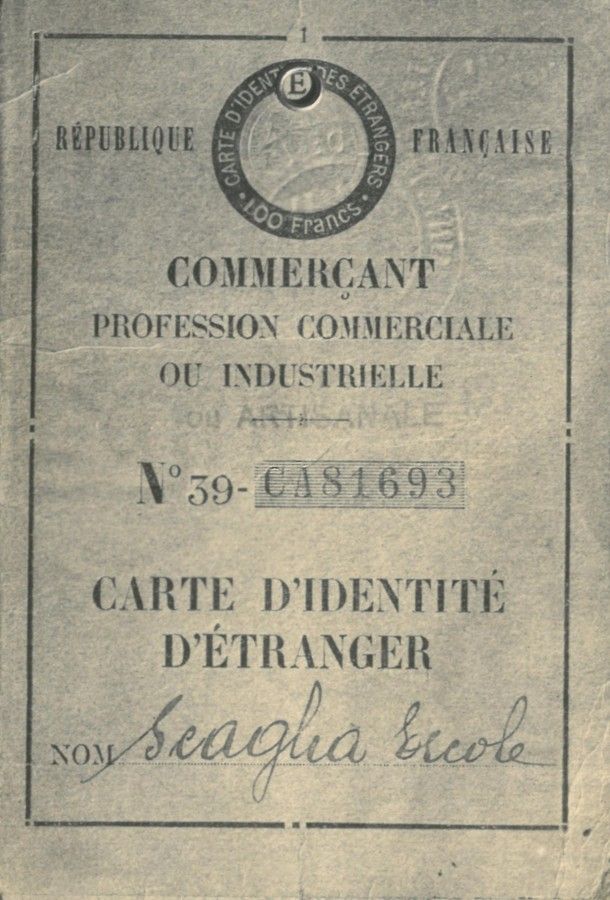 Carte d'identité d'Ercole Scaglia