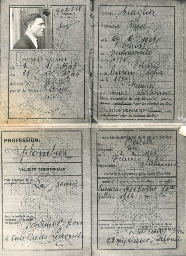 Carte d'identité d'Ercole Scaglia