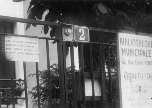 Bibliothèque municipale en grève, 2 rue Emile-Roux, mai 1968. 