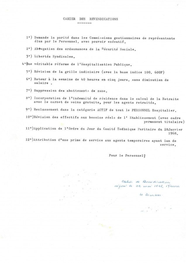Revendications du personnel de la Maison de retraite Hector-Malot, 22 mai 1968. 