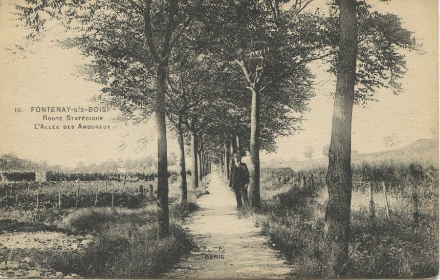 Fontenay-sous-Bois. Route stratégique. L' allée des Amoureux, carte postale sans date.