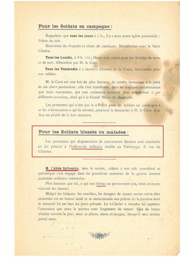 Journal Le Clocher, octobre 1914. Fonds D. Codevelle.