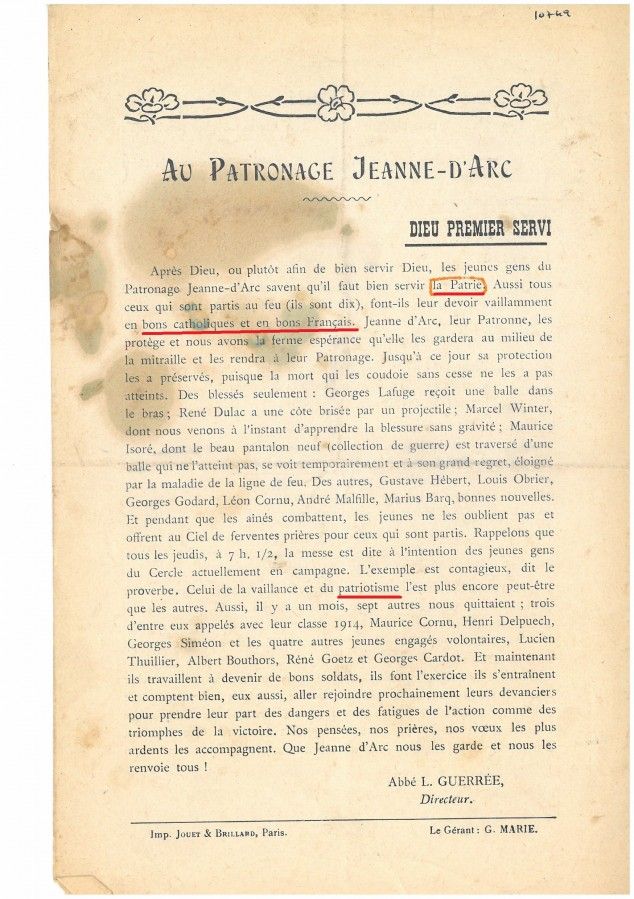 Le clocher, octobre 1914. Fonds D. Codevelle