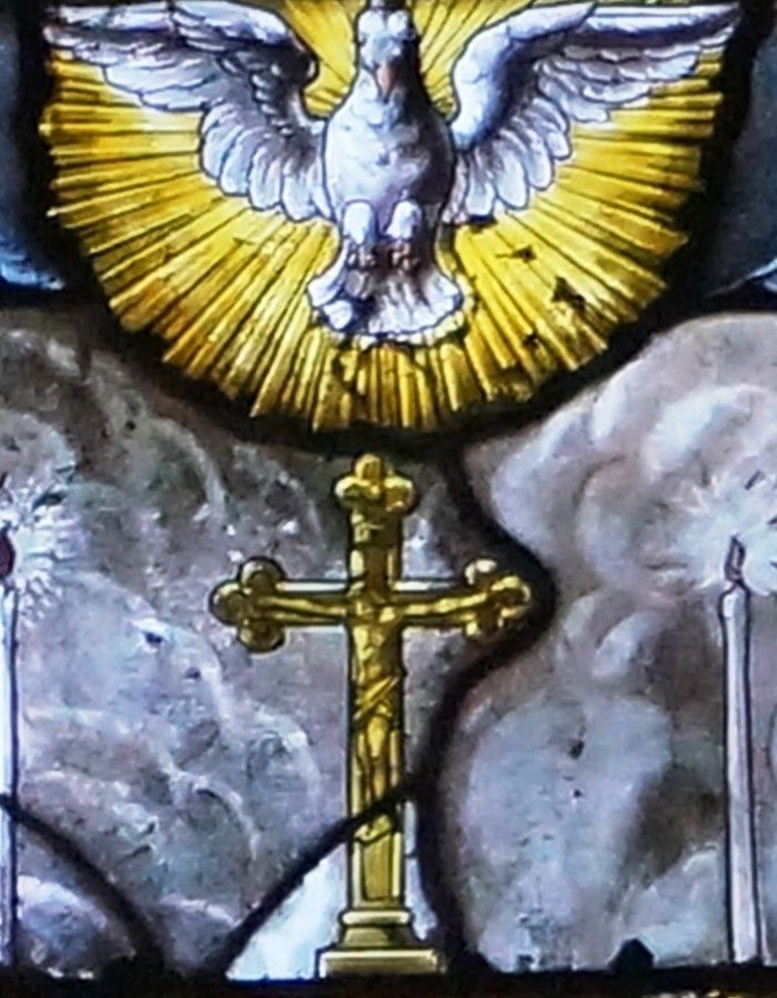 Photographie d'une partie du vitrail commémoratif de la guerre 1914-1918, 2018.