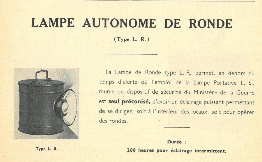 Dépliant publicitaire sur les modèles de lampes pour les rondes,archives municipales de Fontenay-sous-Bois (Fonds D. Codevelle)