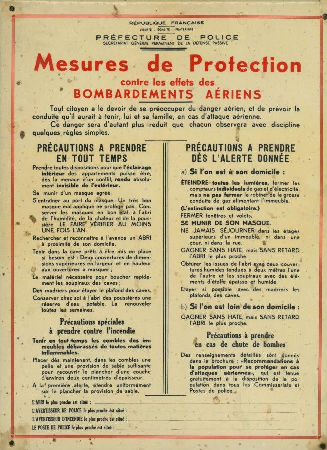 Mesures de protection, plaque émaillée, sans date, archives municipales de Fontenay-sous-Bois (Fonds D. Codevelle)