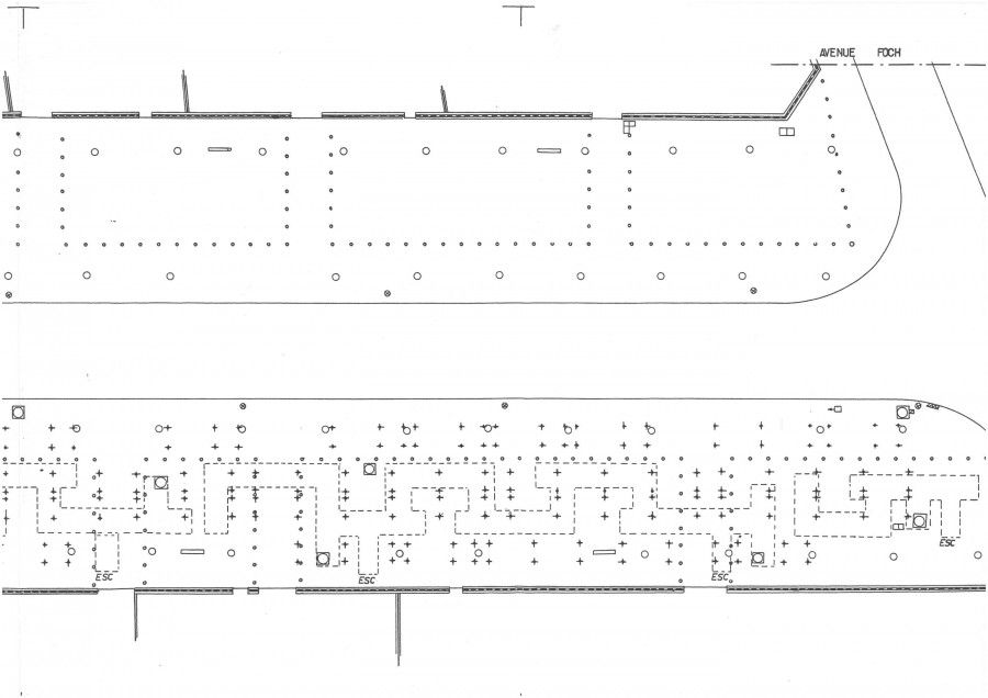 Partie du plan des tranchées-abris de l'avenue du Président-Roosevelt, 1987. Archives municipales de Fontenay-sous-Bois