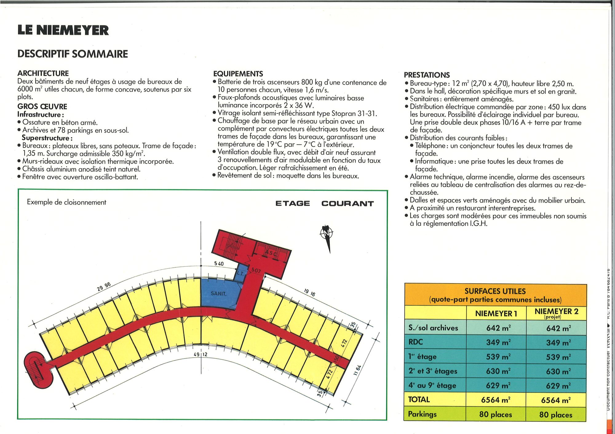 Plaquette de présentation des bureaux Niemeyer avenue des Olympiades