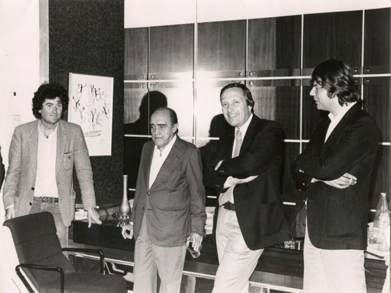 Emile Schecroun (1er à gauche), Oscar Niemeyer, Louis Bayeurte et Jean-François Voguet, vers 1978. 