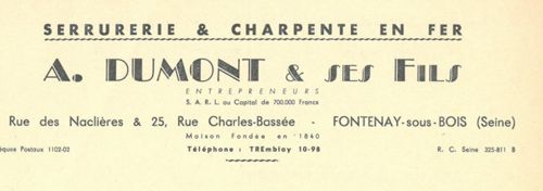 Entreprise A. Dumont & ses fils, rue des Naclières