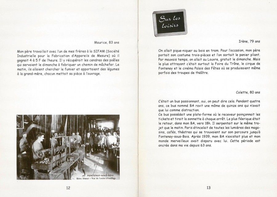 Paroles données au fil du temps, sur les loisirs